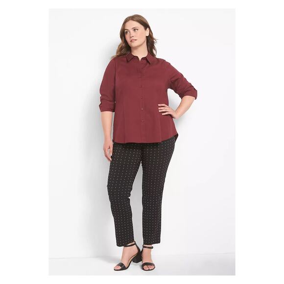 Lane Bryant Tops - Lane Bryant Burgundy Red Long Sleeve Button Up Blouse Sz.20W NWT